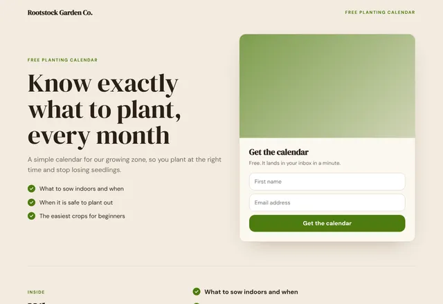 Garden Calendar template