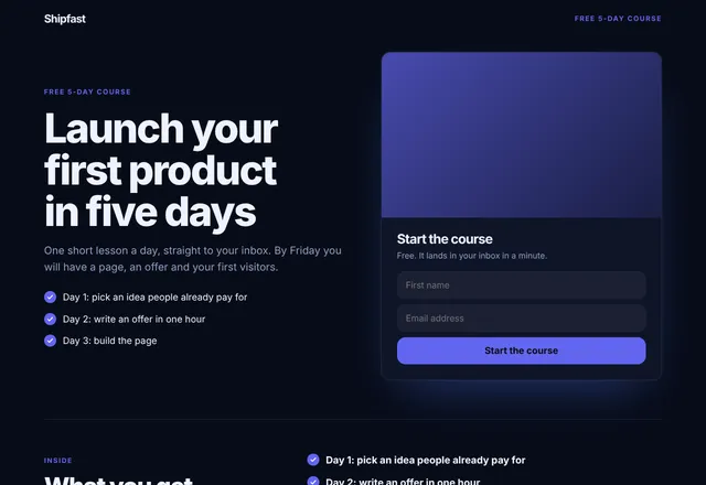 Free Email Course template