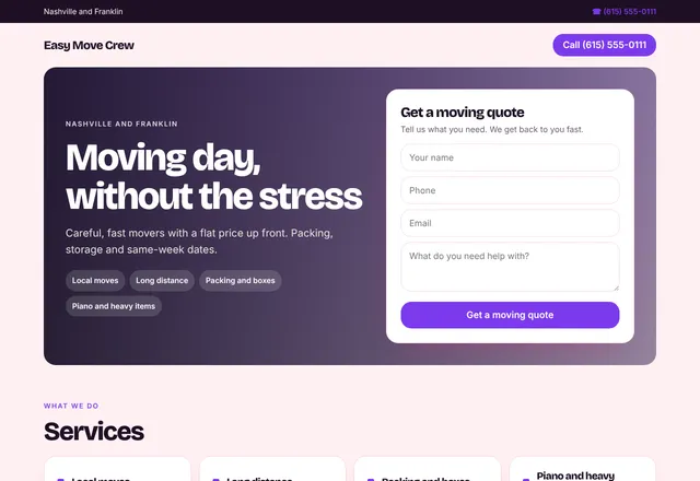Moving Company template