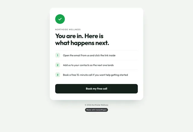 Thank You / Next Step template